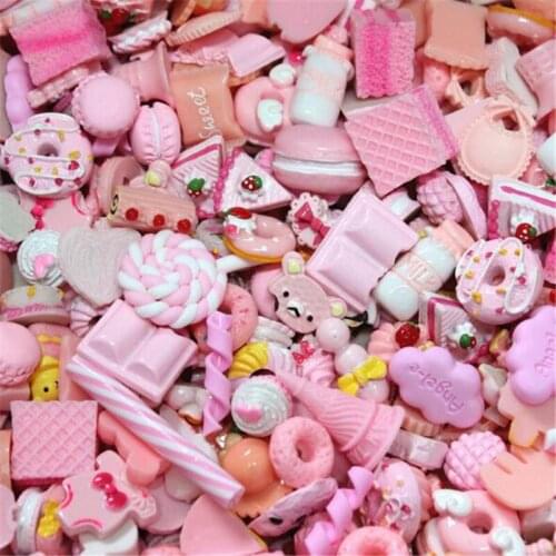 Julie Wang 10PCS Resin Charms No Hole Random Mixed Cake Donuts Candy Lollipop Ice Cream Flower Jewelry Making Accessory Decor