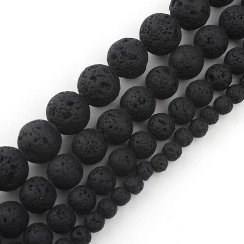 Rubber Black Lava Stone Bead Round Volcanic Rock Diy Bracelet Necklace Loose Spacer Beads For Jewelry Making Supplies 4/6/8/10mm