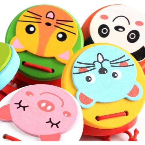 Wooden toy clapper handle cute chestnut musical instrument toys childrens development music education toys childrens gifts