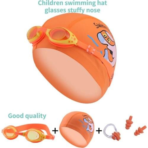 Children Swimming Goggles Silicone Shark Caps Diving Glasses Ear plug Nose Set Waterproof Kids Swim Pool Eyewear Girl Boy