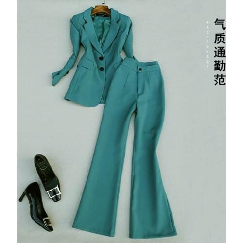 Elegant OL Office Lady Work Wear Blazer Suit Top and Pants One Set Fashion Women Clothing Set