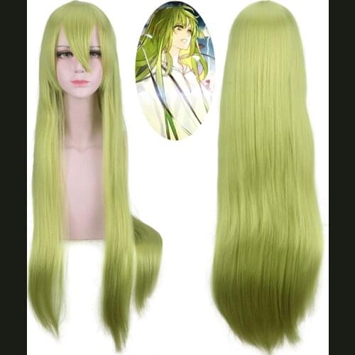 Fate/Grand Order Cosplay Lancer Enkidu 100cm Green Long Synthetic Hair Cosplay Wigs hair grand Women Halloween Party Play Wigs