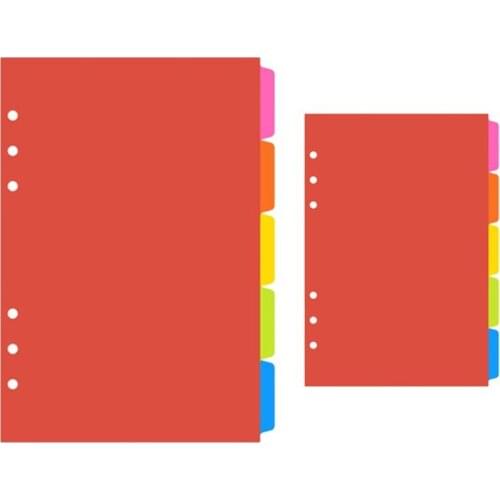 1Set A5 A6 Loose Leaf Binder Index Separator PP Colorful 6 Hole Page Dividers QX2B