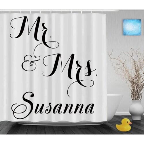Personalized Mr. & Mrs. Monogrammed Shower Curtain Custom Wedding Decor Bathroom Curtains Polyester Fabric With Hooks
