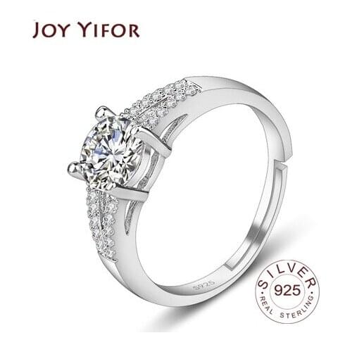 Real 925 sterling silver jewelry rings for women diamond adjustable cubic zircon fashion wedding ring gift