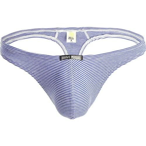 2019 BRAVE PERSON Brand Underwear Mens Sexy Lycra Cotton G-string Men Thongs Tanga Panties Gay Underwear Stripe T-back