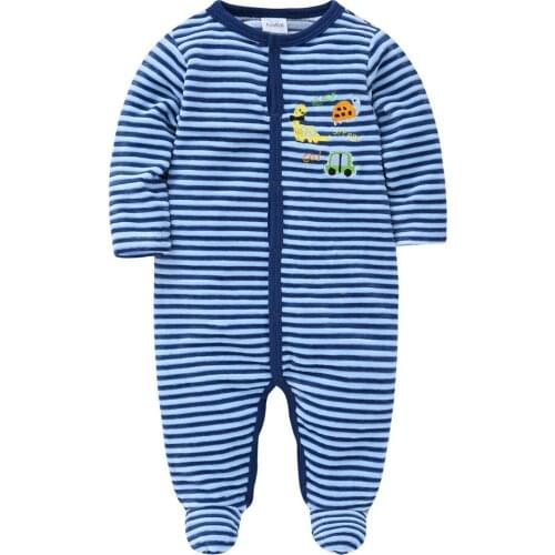 Kavkas Striped Winter Fleece Cotton Rompers Body Bebe Newborn Long Sleeve Clothes 0-12 months Infant Toddler Jumpsuit