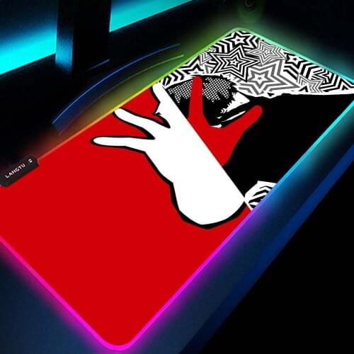 Persona 5 Laptop Pad Gaming Room Accessories Anime Mouse Pad Led Rgb Mousepad Xl Mat Game Mouse Pads Play Mat with Backlight