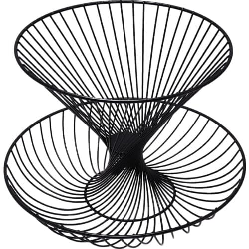 Creative Modern 2 Layer Metal Bowl Kitchen Fruit Basket Champagne Elegant Home Living Room Decoration Storage Basket