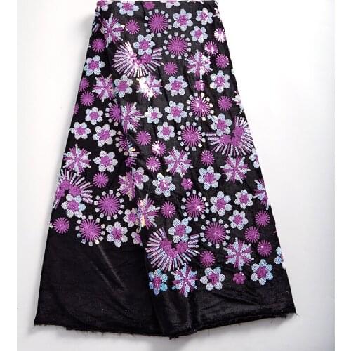 SJD LACE High Quality Velvet Fabric African Lace Fabric Sequin Fabrics New Embroidery Wax Nigerian Wedding For Women Dress A2396