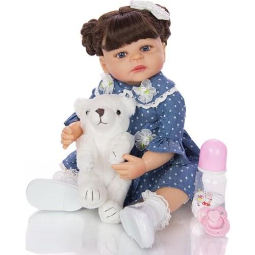 NPKDOLL 22 inch bebe Reborn Menina 55 cm reborn baby girl Full Silicone Doll With Brown Curls For Kids Childrens Day Gifts