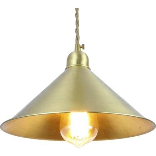 Brass cone shade pendant light edison bulb LED vintage copper shade lighting fixture brass pendant lamp D240mm diameter ceiling