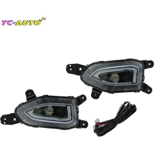 Left Right Car DRL Lamp LED Daytime Running Light Fog lamp Yellow Turn Signal Function For Hyundai Kona 2017 2018 2019 2020