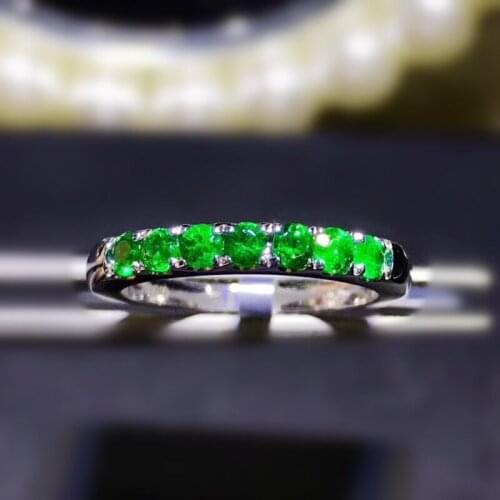 Natural real emerald small ring Per jewelry Free shipping 0.1ct*7pcs gemstone 925 sterling silver Fine jewelry J2092405