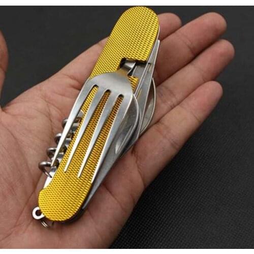 Multifunctional Foldable Pocket Stainless Steel Outdoor Camping Picnic Cutlery Knife Fork Spoon Tableware Parts