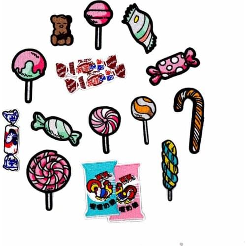 Cartoon Candy Sticker Lollipop Embroidery Cloth Paste Clothing Patch DIY Accessories Stick On Cute Patches For Kids
