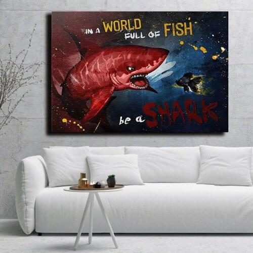 Wall Art Pictures Red Shark HD Prints Poster Home Decor New Style Animal Cool Canvas Paintings Modular No Frame For Living Room