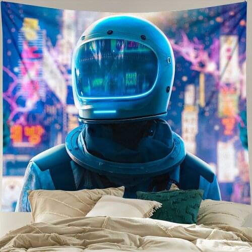 Hippie Astronaut Wall Tapestry Room Decor Wall Hanging Wall Decor Cloth Boho Decor Tapestries Bohemian Beach Blanket