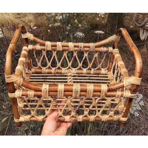 Newborn Photography Props Children Vintage Woven Rattan Basket Baby Photo Shoot Furniture Posing Chair Photo Bebe Accessoire Bed