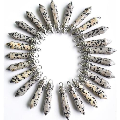 Wholesale 20pcs/lot Fashion good quality natural Mottled stone pillar pendants 10x32mm for jewelry making free shipping