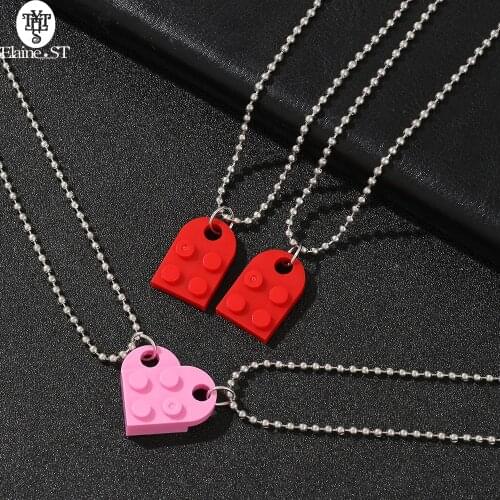 2.Wholesale Love Pendant Couple Necklace 2 Friendship Elements Mens Womens Girls Boys Valentines Day Jewelry Gifts