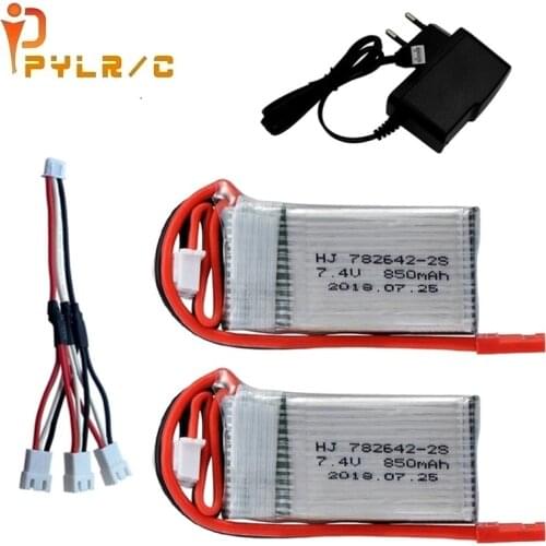 Original 7.4v 850mah lipo battery with charger For WLtoys V912 V262 V353 BQ202 RC Drone Quadcopter Helicopter Spare Parts