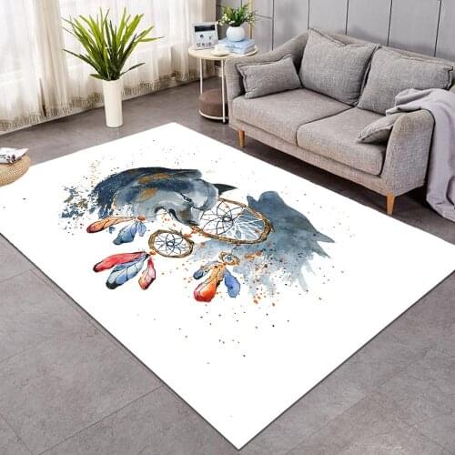 Feather Wolf Bedroom Carpet Animal Area Rug For Living Room White 3D Large Carpet Tapis Kids Room 152x244cm