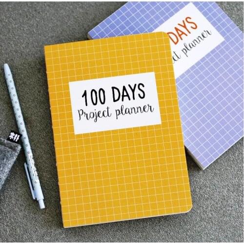 100 Days Project Planner Study Agenda Notebook Daily Scheduler Grid Papers Journal Stationery Gift