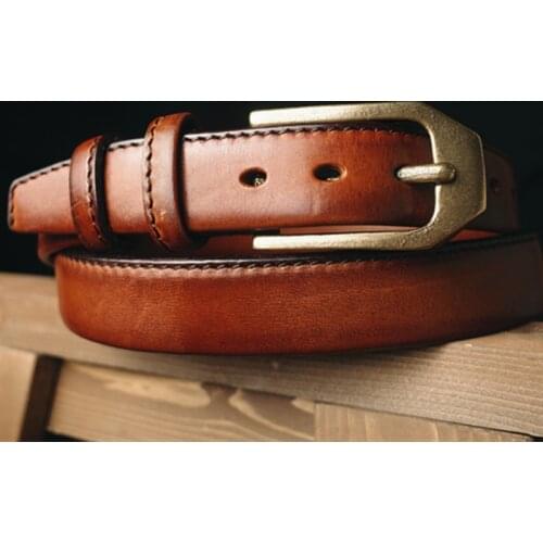 Handmade American Retro Double TOP First Layer Cowhide Belt Designer Luxury Copper Buckle Denim Tooling Motorcycle Belt 3.5cm