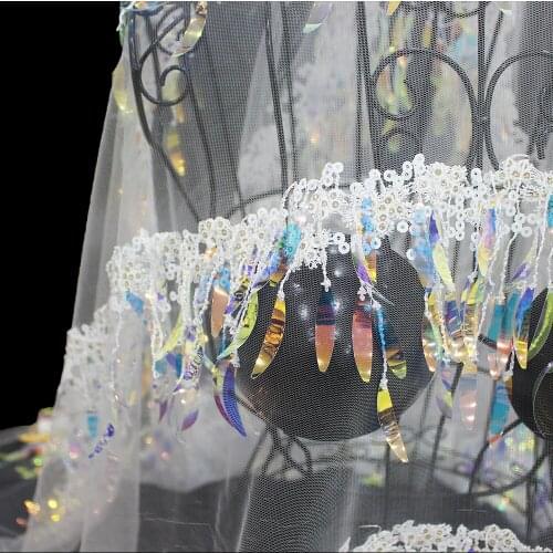 Swiss best beautiful product of sequined lace fabric