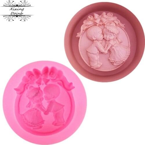 Little girl little boy shape silicone mold fudge cake decoration tool chocolate candy craft Kitchen Baking tool