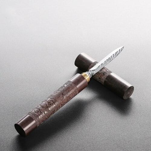 Creative Stainless Steel Ebony Chinese Puer Tea Needle Cutter Household Tea Knife Tea Ceremony Kung Fu Tea Set Accessories