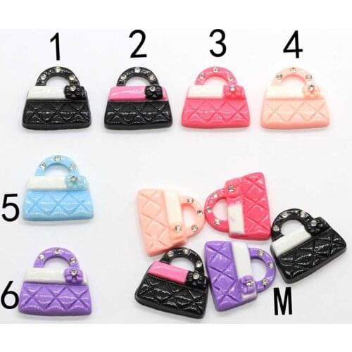 Mix Colors Handle Lady Bag Resin Decoration Crafts Kawaii Rhinestone Women Bags Cabochons Jewelry Making DIY