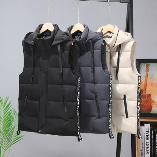 Plus Size 5XL-L New Winter Vest Reversible Hooded Sleeveless Jackets Mens Vest Plus Size Windproof Warm Men Waistcoat Outwear