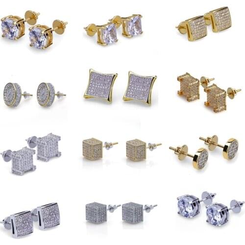 Hot Selling Simple Geometric Stud Earrings for Women Shiny White Zircon Exquisite Versatile Female Earring Fashion Jewelry