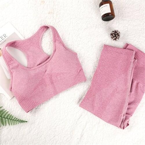 Two Pieces Seamless Women Yoga Set Workout Sportswear Gym Clothing Fitness Sleeveless Crop Top High Waist Leggings Sports Suits