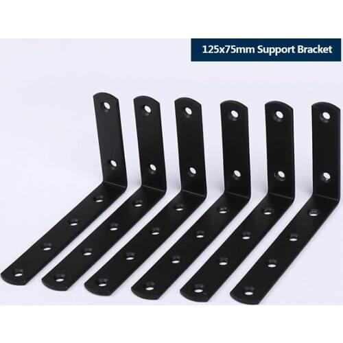 2Pcs/Sets Left steel thickened black L-shaped right angle bracket 90 degree shelf bracket connector iron angle code hardware