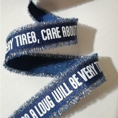 20M/lot 2.5cm Off White Letter blue Silver lace Cowboy polyester stripe webbing bias tape cotton ribbon DIY sewing accessories