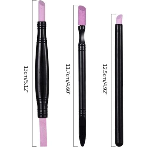 3Pcs Double End Quartz Nail Cuticle Hangnails Remover Washable Dead Skin Pusher Trimmer Manicure Grinding Bars Tools