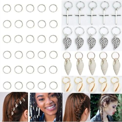 120 Pcs/set Hair Jewelry Braid Rings Decoration Pendants Dreadlocks Beads Metal Cuffs Rings Clips Shell Charms Accessories