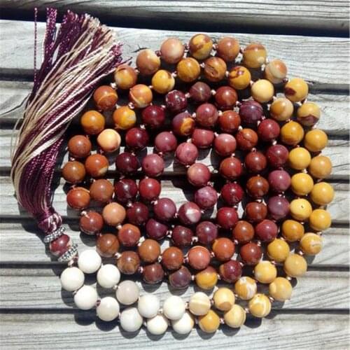 8mm Imperial Jasper 108 Beads Handmade Tassel Necklace Meditation Spiritua Prayer Chakra Religious Buddhism Wristband Mala