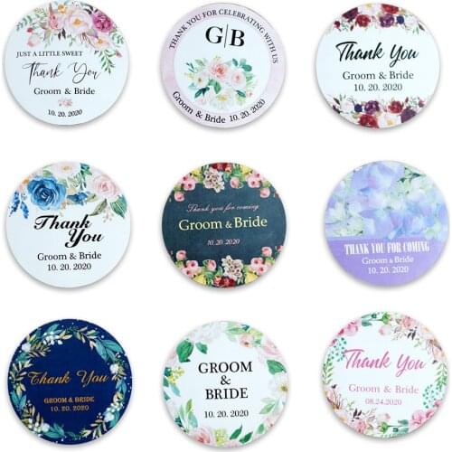96Pcs 3/4/5/6cm Round Wedding Stickers Name Words Label Add Your Names and Date Candy Favors Tags Adhesive Invitation Seals