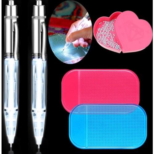Diamond Painting 5d Point Drill Pen with Light LED Lighting Pen Sticky Mat For Tray Diamond Painting Cross Stitch Nail Art Tools