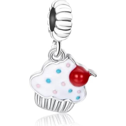 2021 New Silver Color Cake Ice Cream Dangle Beads Fits Pandora Charm Bracelet&Bangle DIY Women Jewelry Making Dropshipping