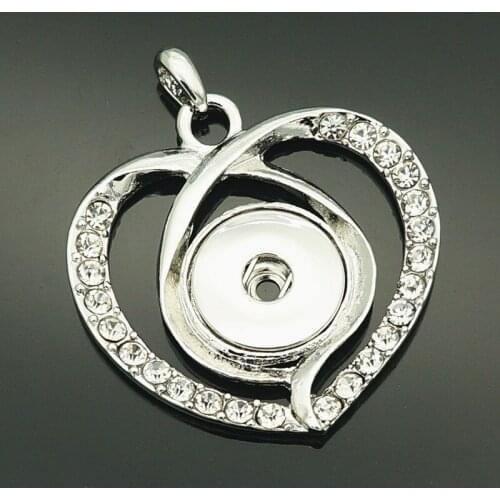 Fashion Beauty Crystal hearts snap pendant necklace chain 60cm fit 18MM snap buttons Fashion jewelry XL0143