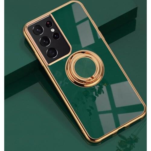 With Ring Holder Stand Phone Case For Funda Samsung Galaxy S20FE S21Ultra S21 Ultra S20 FE Plus S 20 Soft Luxury Plating Cover