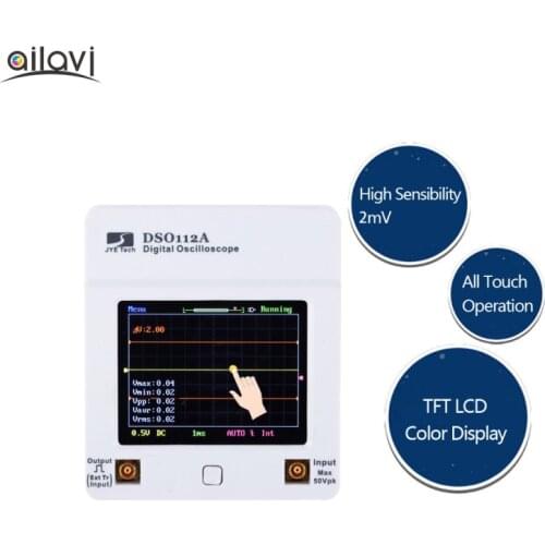 DSO112A TFT Pocket Type Digital Oscilloscope 2MHz Bandwidth 5Msps All Touch Screen Portable USB Interface Oscilloscope