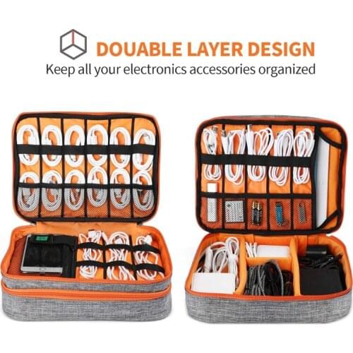 Double Layer Cable Storage Bag Earphone Charger Wires Storage Bag Gadget Organizer Digital Pouch