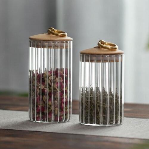 Crystal Glass Storage Jar Minimalist Tea Organizer Can Seal Coffee Table Desktop Transparent Tea Caddy Home Decoration Modern