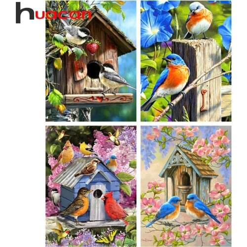 Huacan Full Square Diamond Painting Bird 5D Diamond Embroidery Mosaic Animal Kits Art Home Decoration